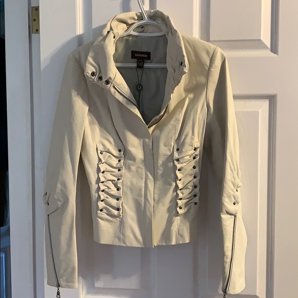 Danier Cream Leather Jacket - Picture 1 of 7